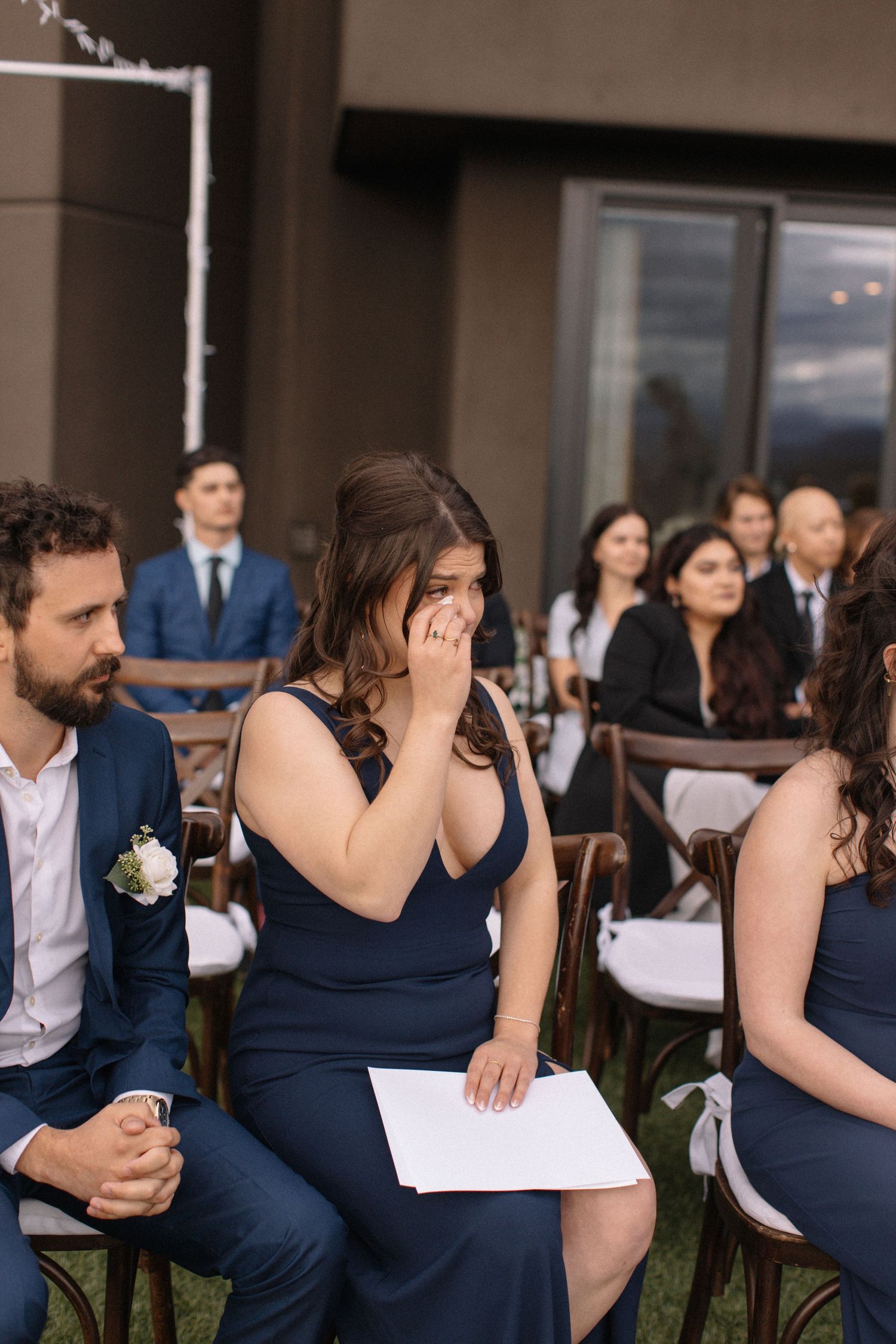 sister of groom crying