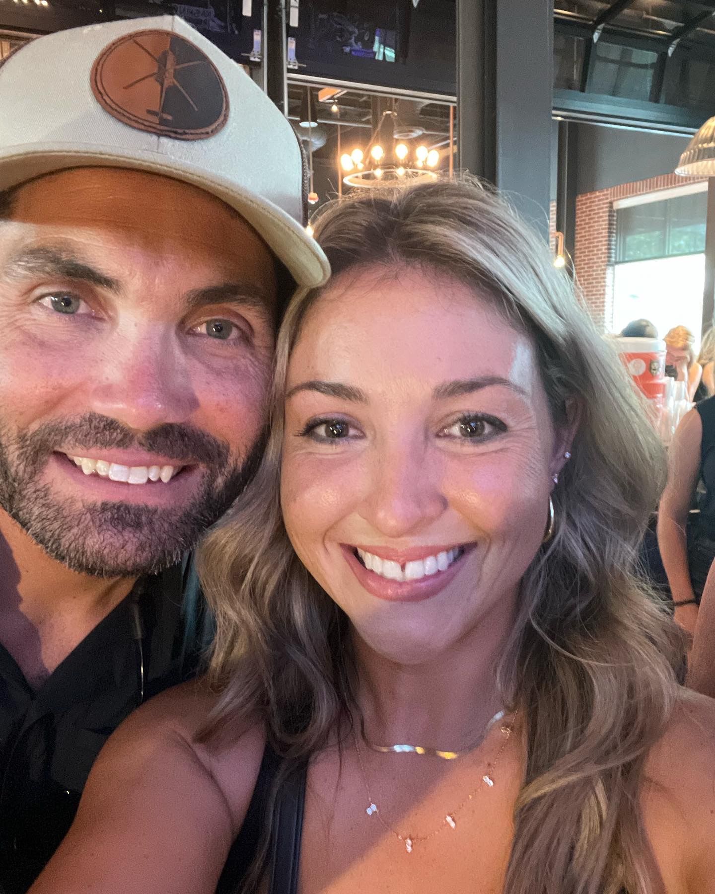 Series of casual close-up selfies taken at an indoor restaurant or bar.