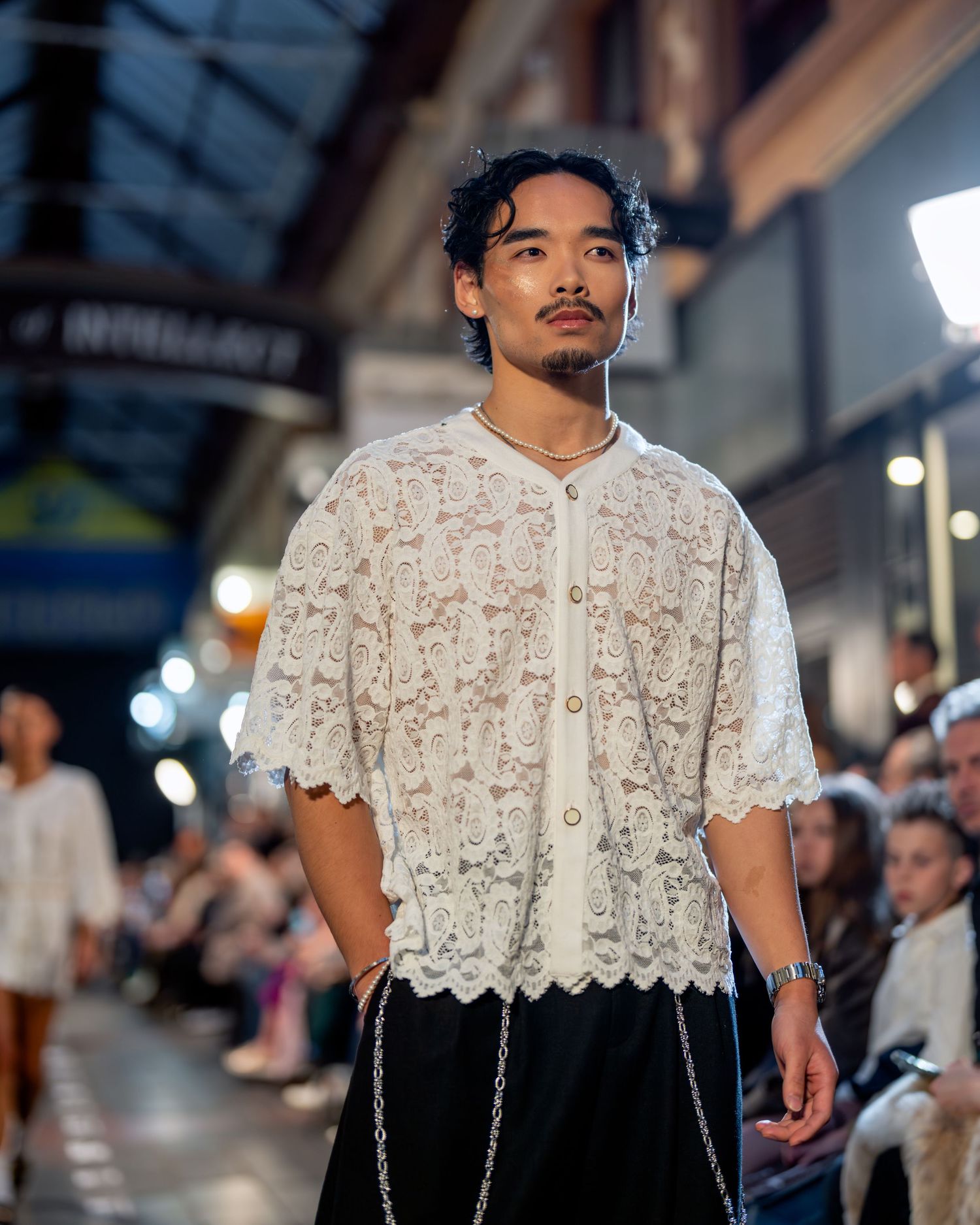 Model walks the runway at Melbourne Makers show at Melbourne Fashion Festival 2025.