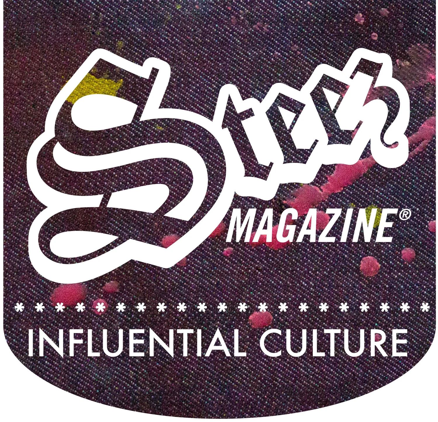 Steez Magazine logo on denim background with Influential Culture tagline and colorful paint splatter design.
