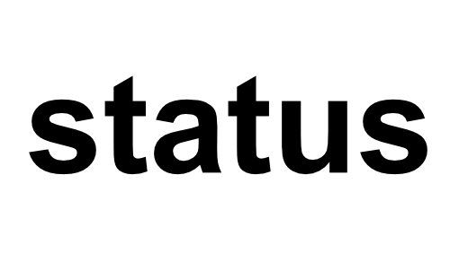 Bold black text displaying the word 'status' in lowercase on a white background.