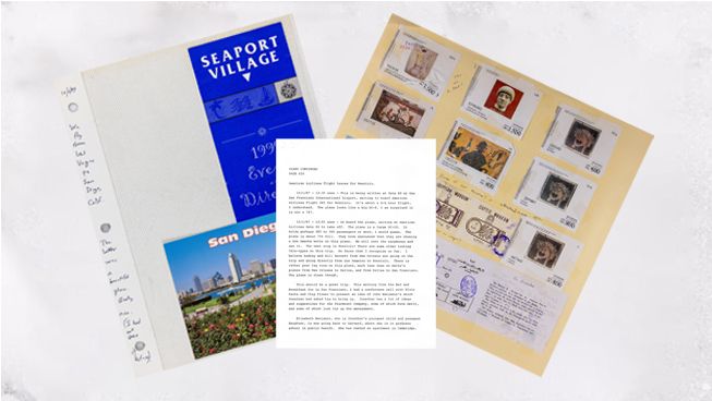 A collage of passport photos, travel documents, and visa pages spread out on a white surface.