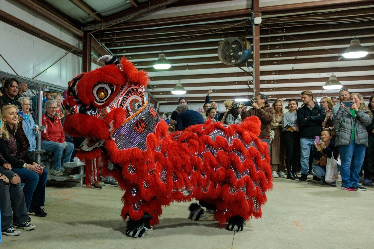 Dragon dance performance moving through the crowd at A World A'Fair festival Xenia Ohio