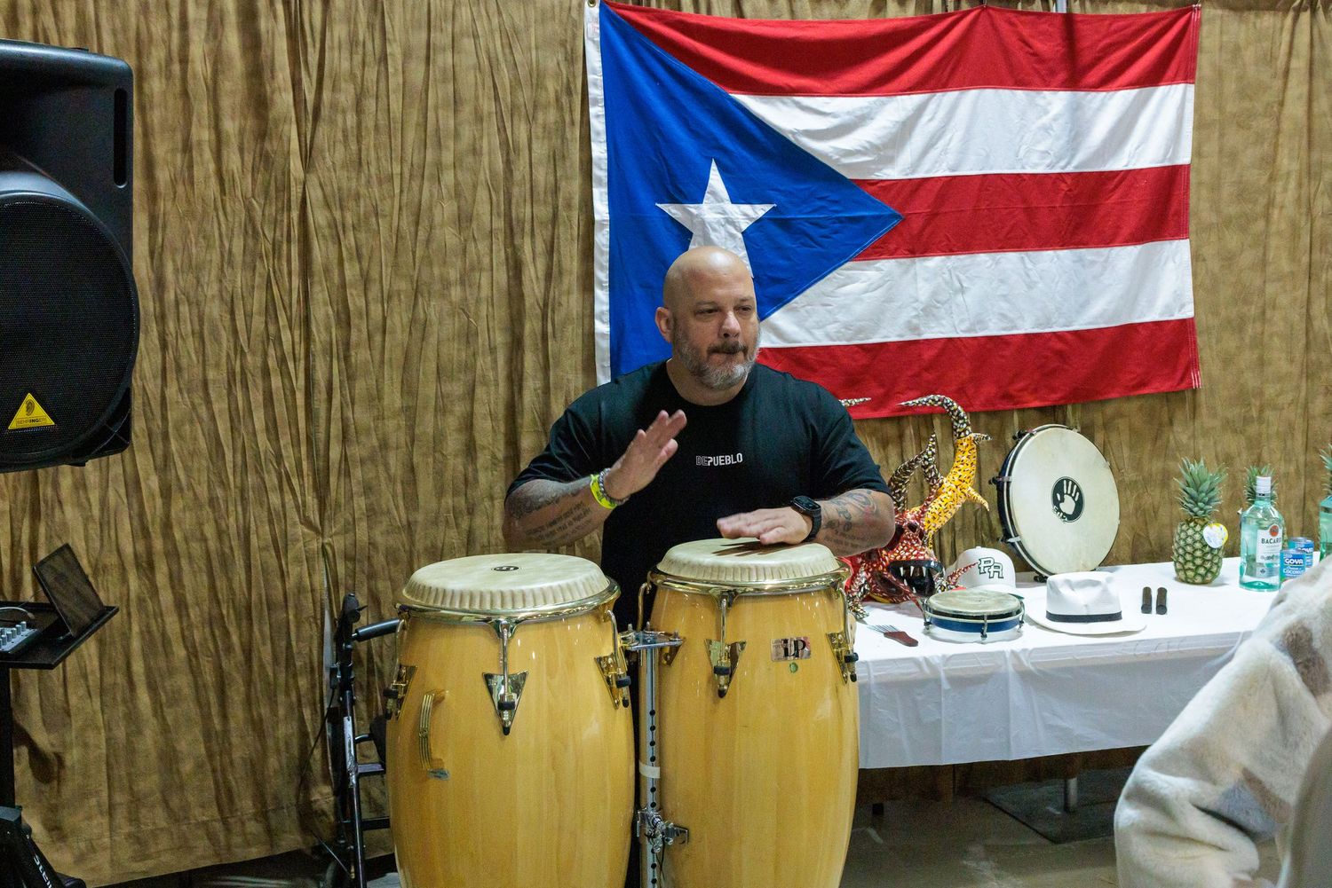 Cuban cultural performer with drums at A World A'Fair international festival Xenia Ohio