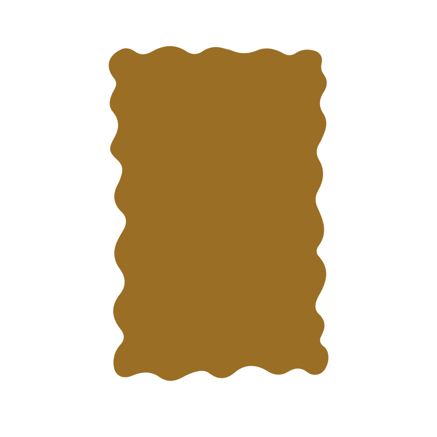 Golden brown wavy-edged rectangular shape with scalloped borders on white background.