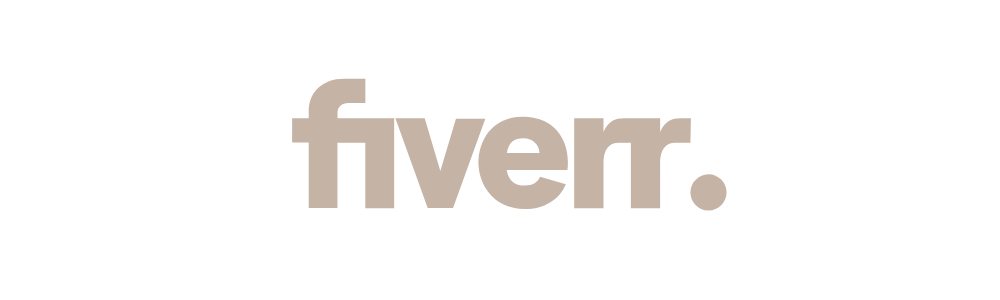 Fiverr company wordmark rendered in light beige color on white background.