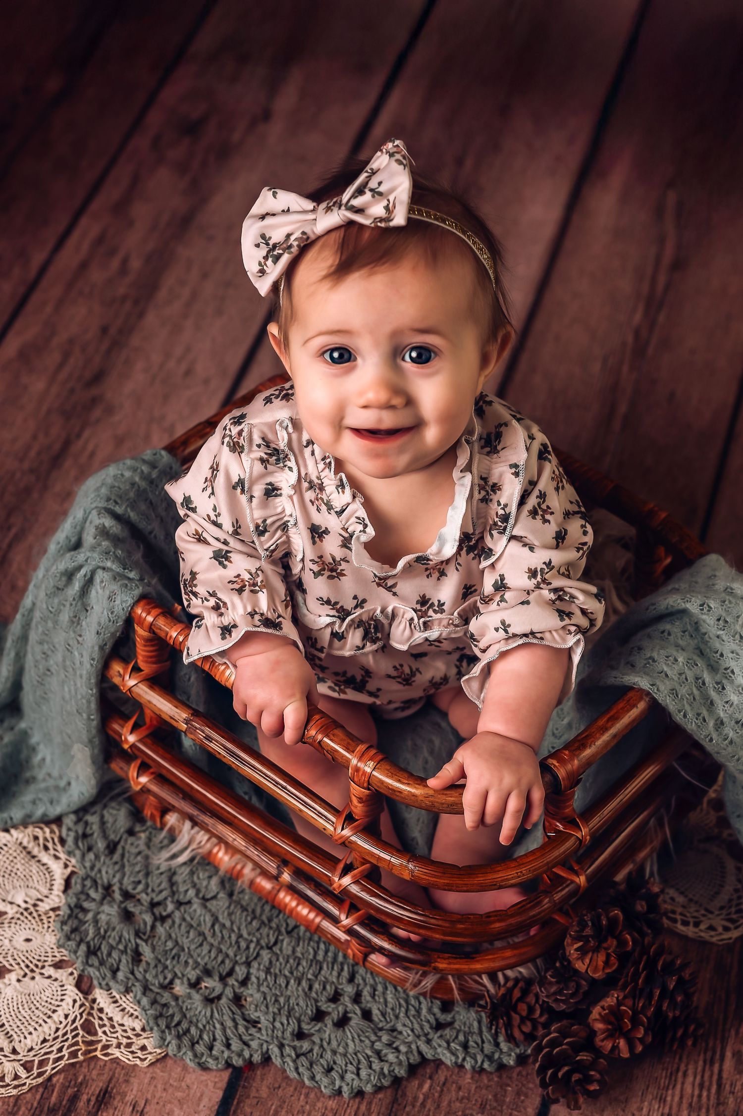 9 Month old Girl Milestone Studio Session Near West BEnd, WI