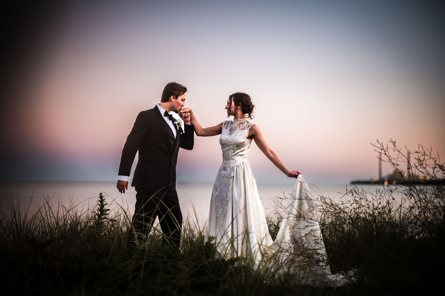 Romantic Wedding on the lake front of Michigan in Sheboygan, WI by award-winning wedding photographer Jaimeann Designs Photography,
