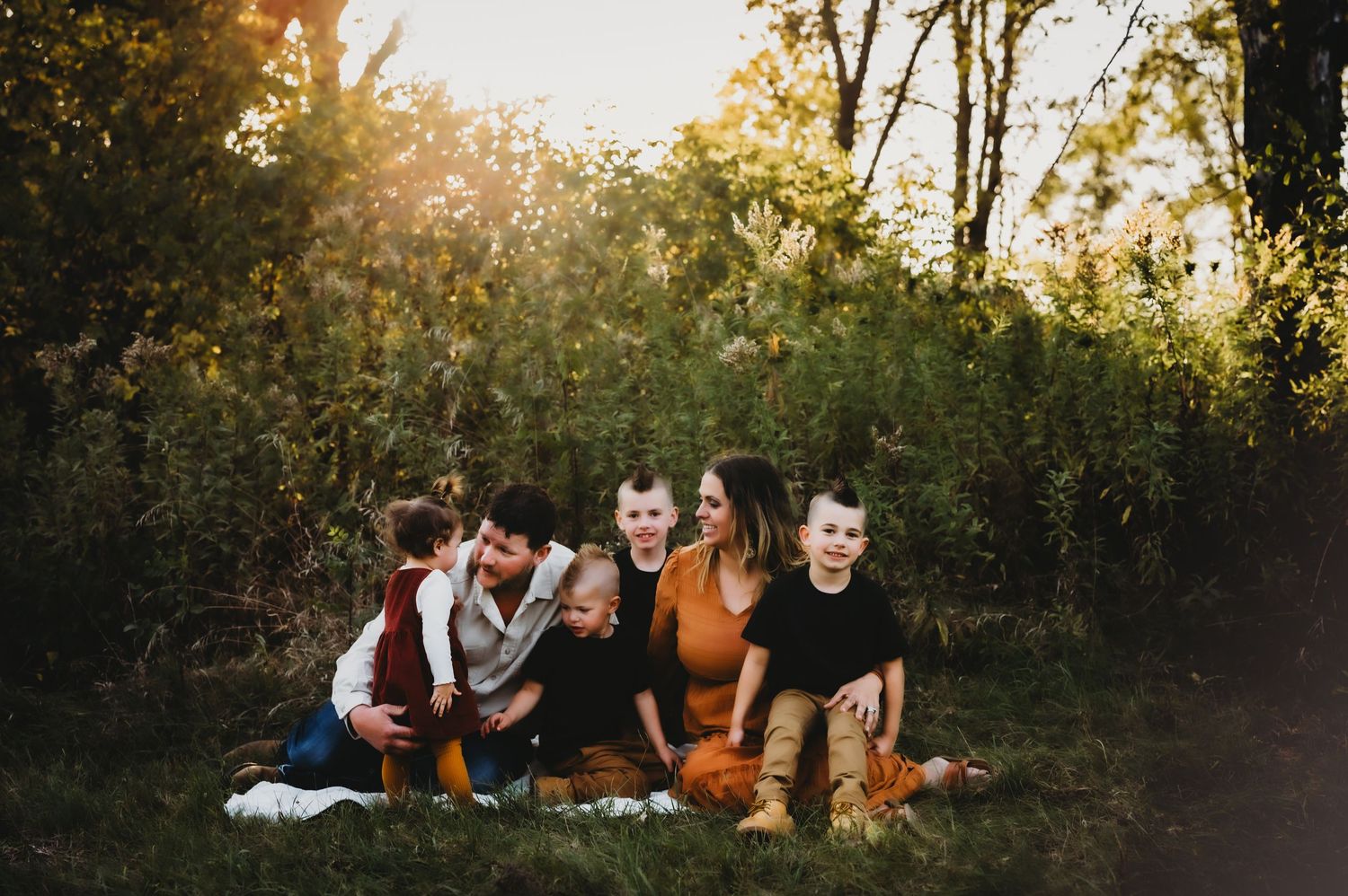 Family Session during sunset at my kewaskum, WI outdoor studio