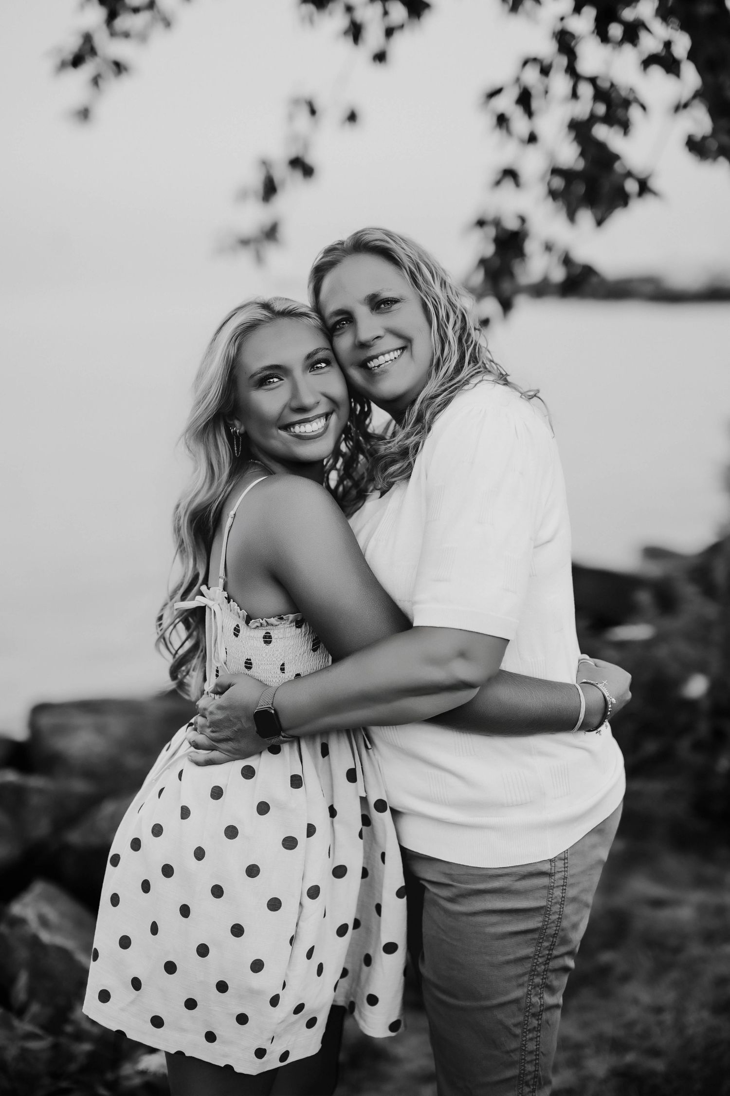 Millie and her mom sharing a portrait on the Lake Michigan shoreline in Port Washington