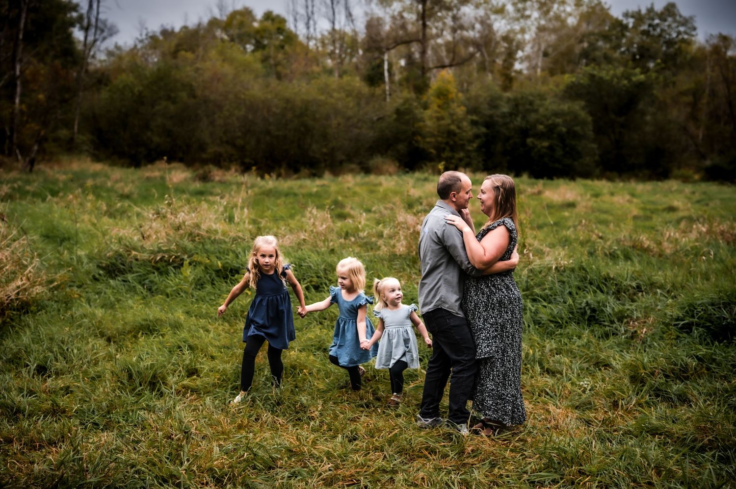 Private outdoor studio in late Summer at sunset with Family Photographer from Kewaskum, WI