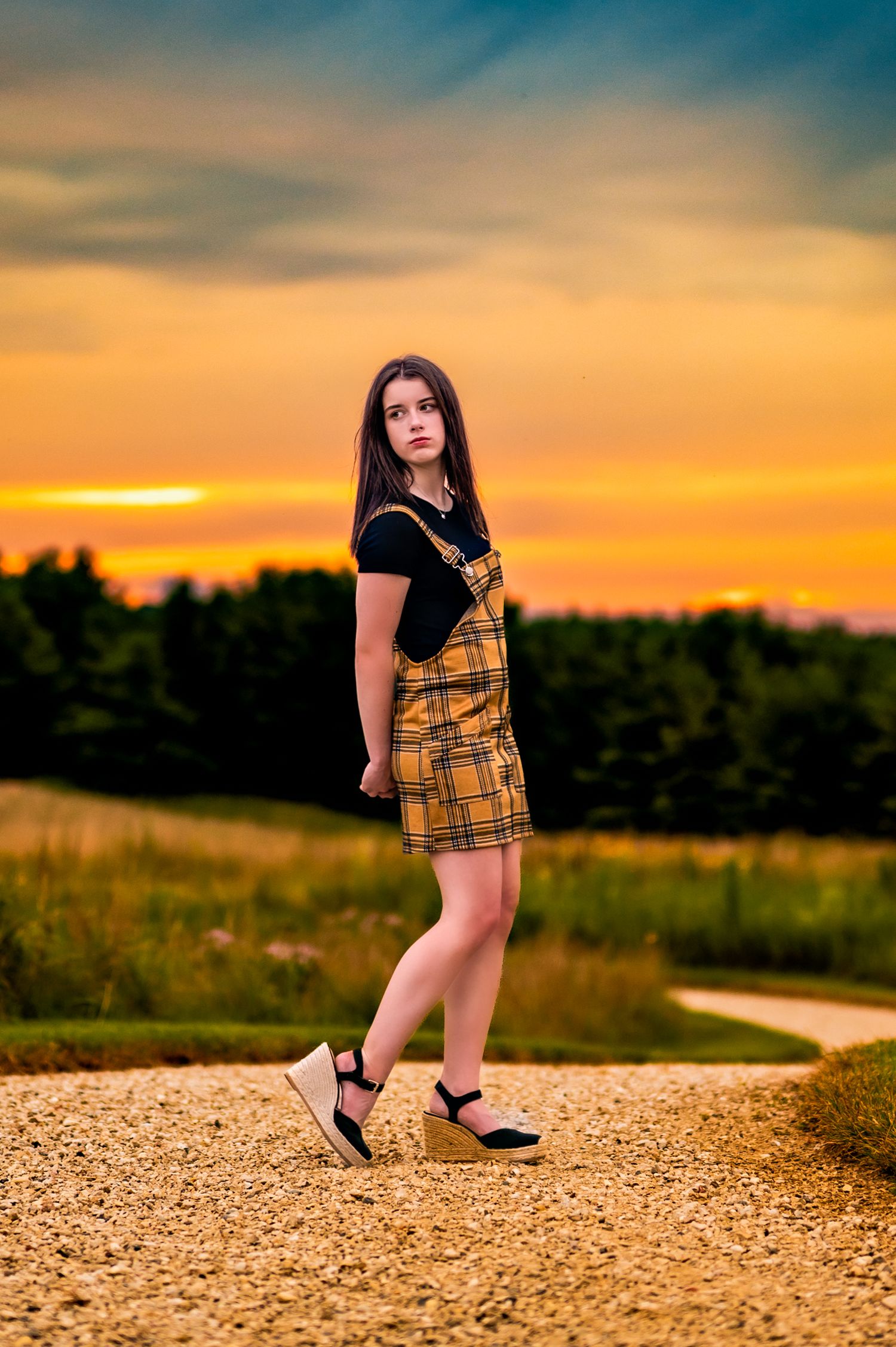 Sunset at private location with glowing sunset, Senior Photographer in Port Washington, WI