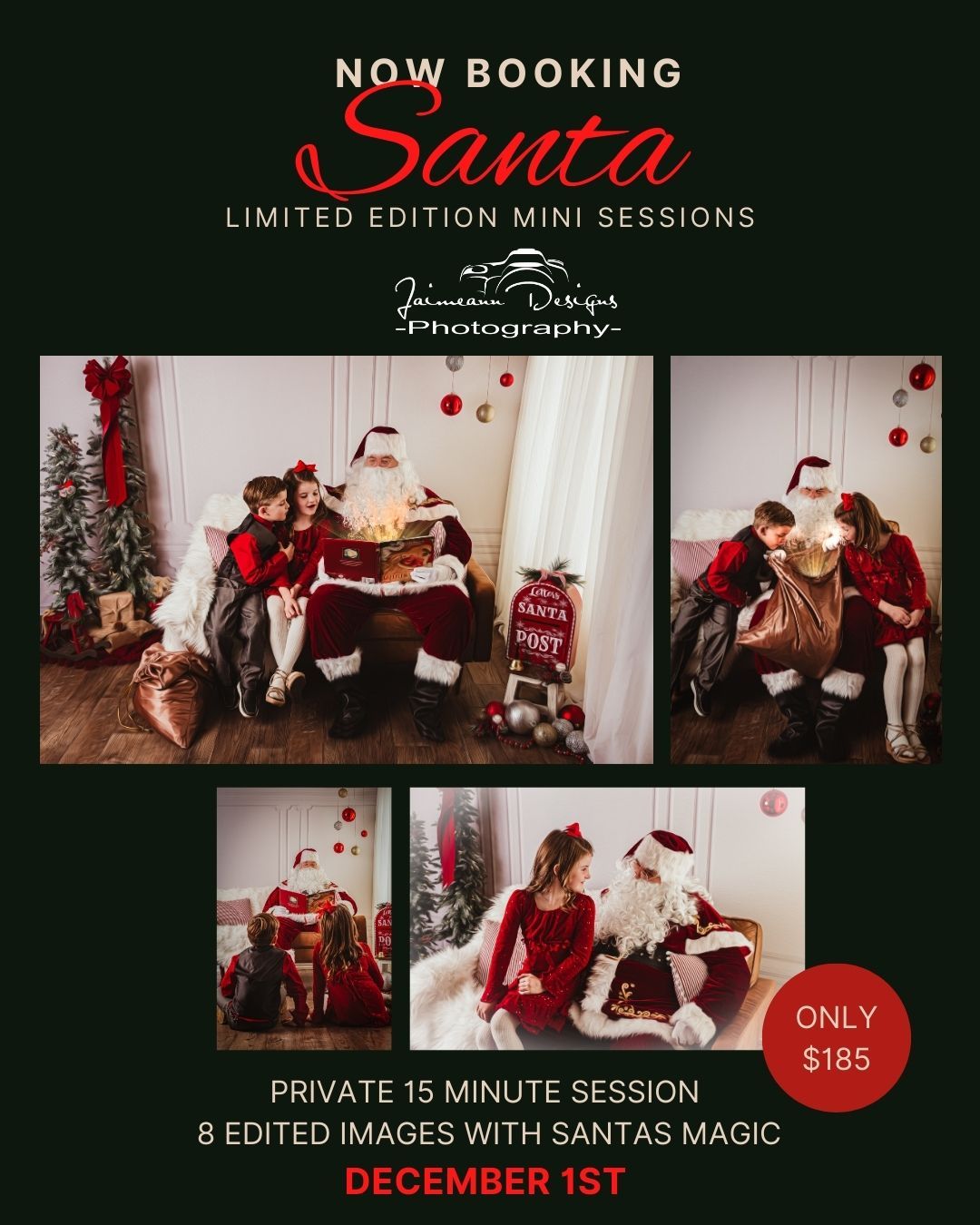 Santa Mini near Kewaskum, Santa Min near west bend, Santa Mini session wisconsin, Santa jammies session, Christmas Mini