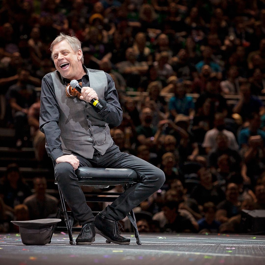 Mark Hamill speaking onstage at FanX convention