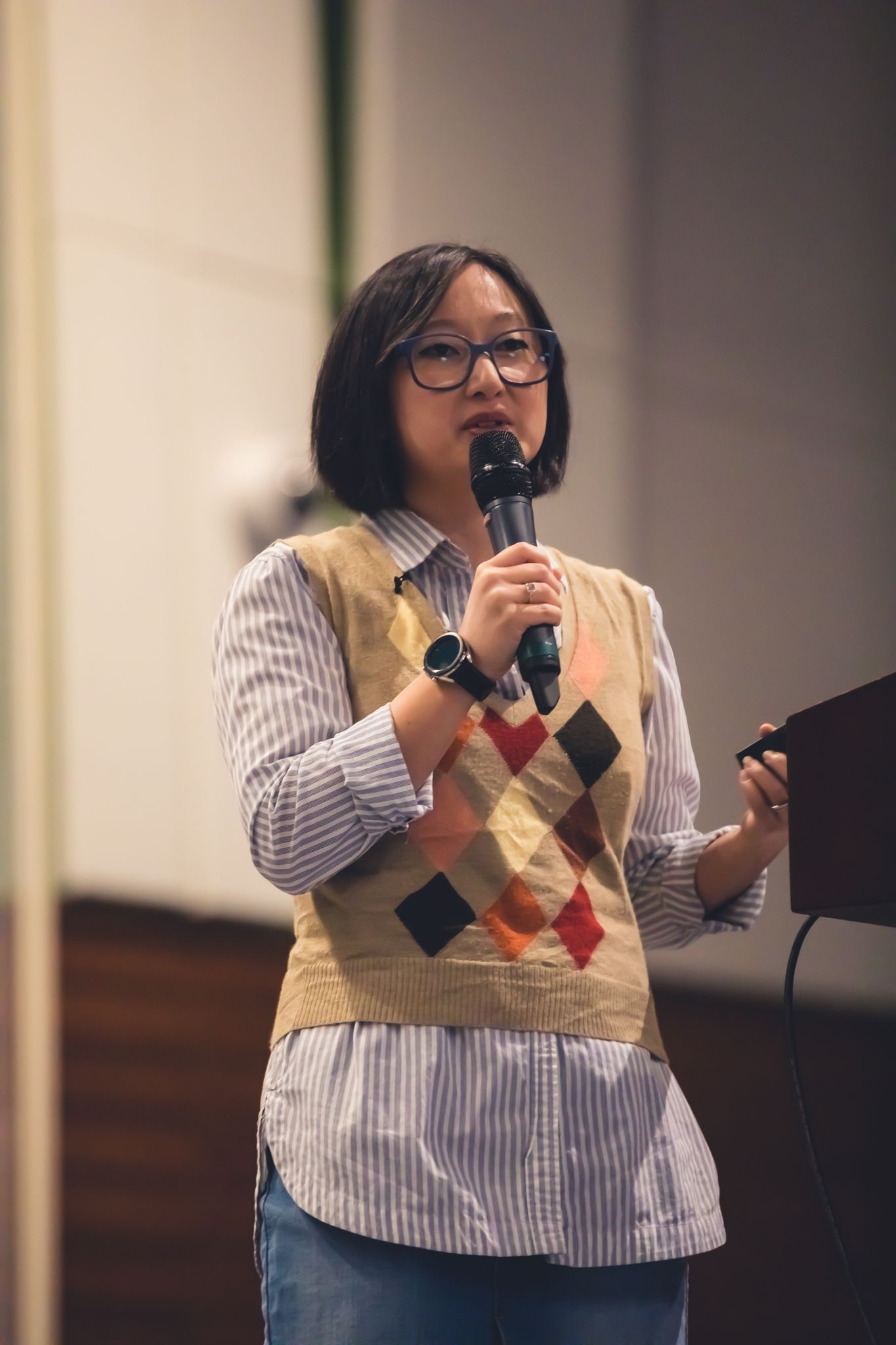 Author speaking to students during a StoryCon educational event