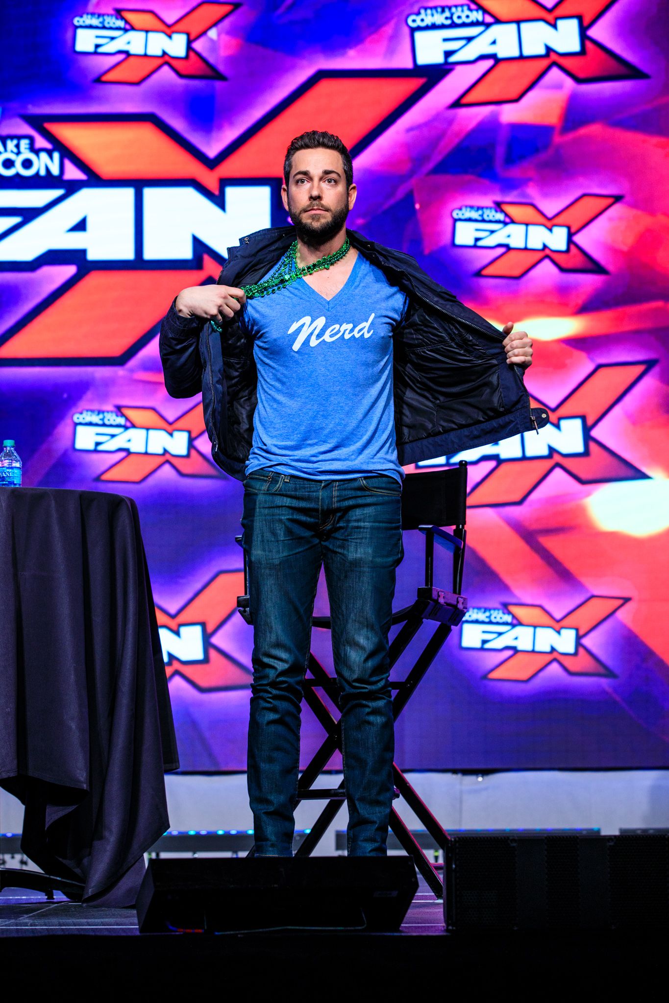 Zachary Levi on stage at FanX convention