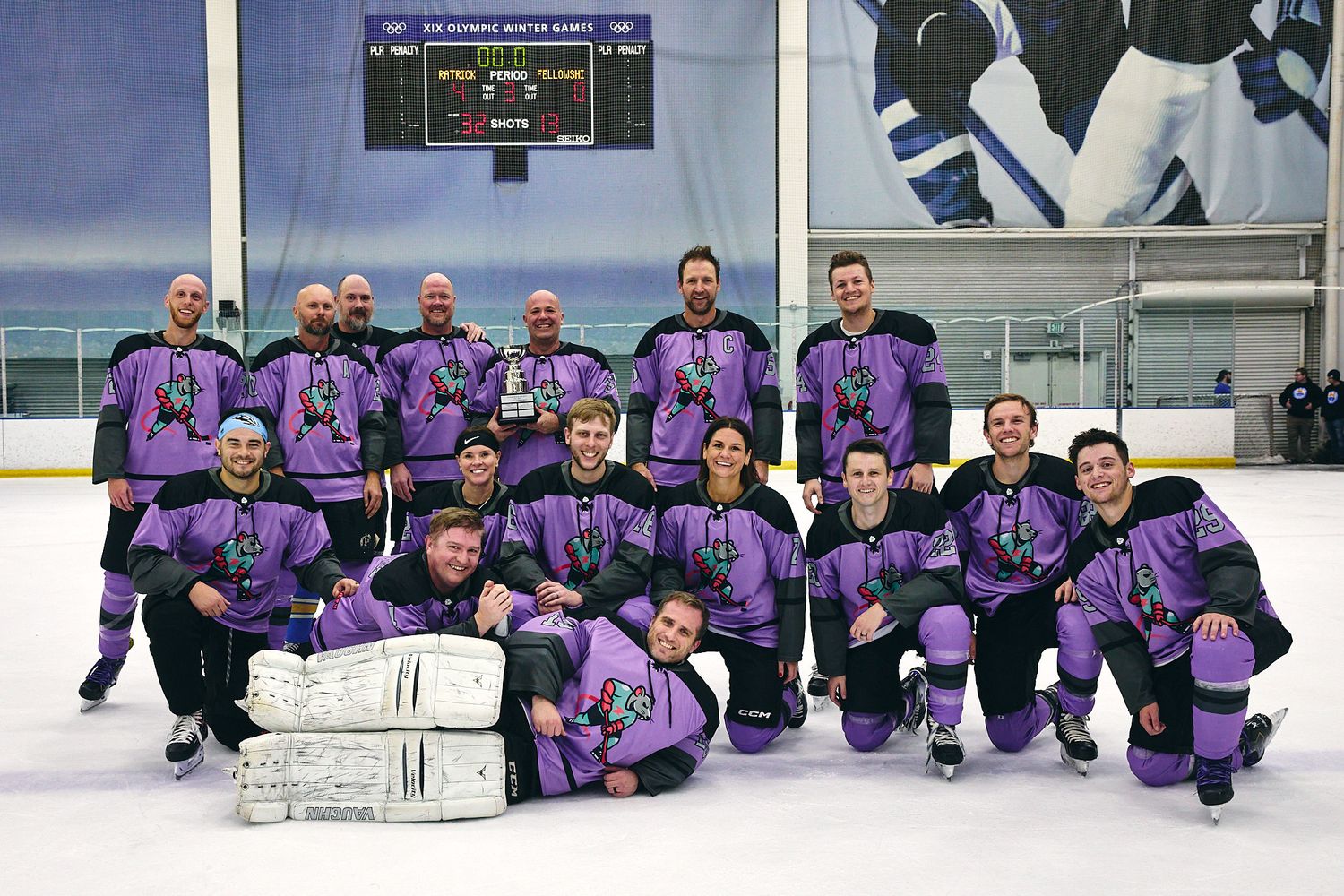 Hockey team photo on the ice