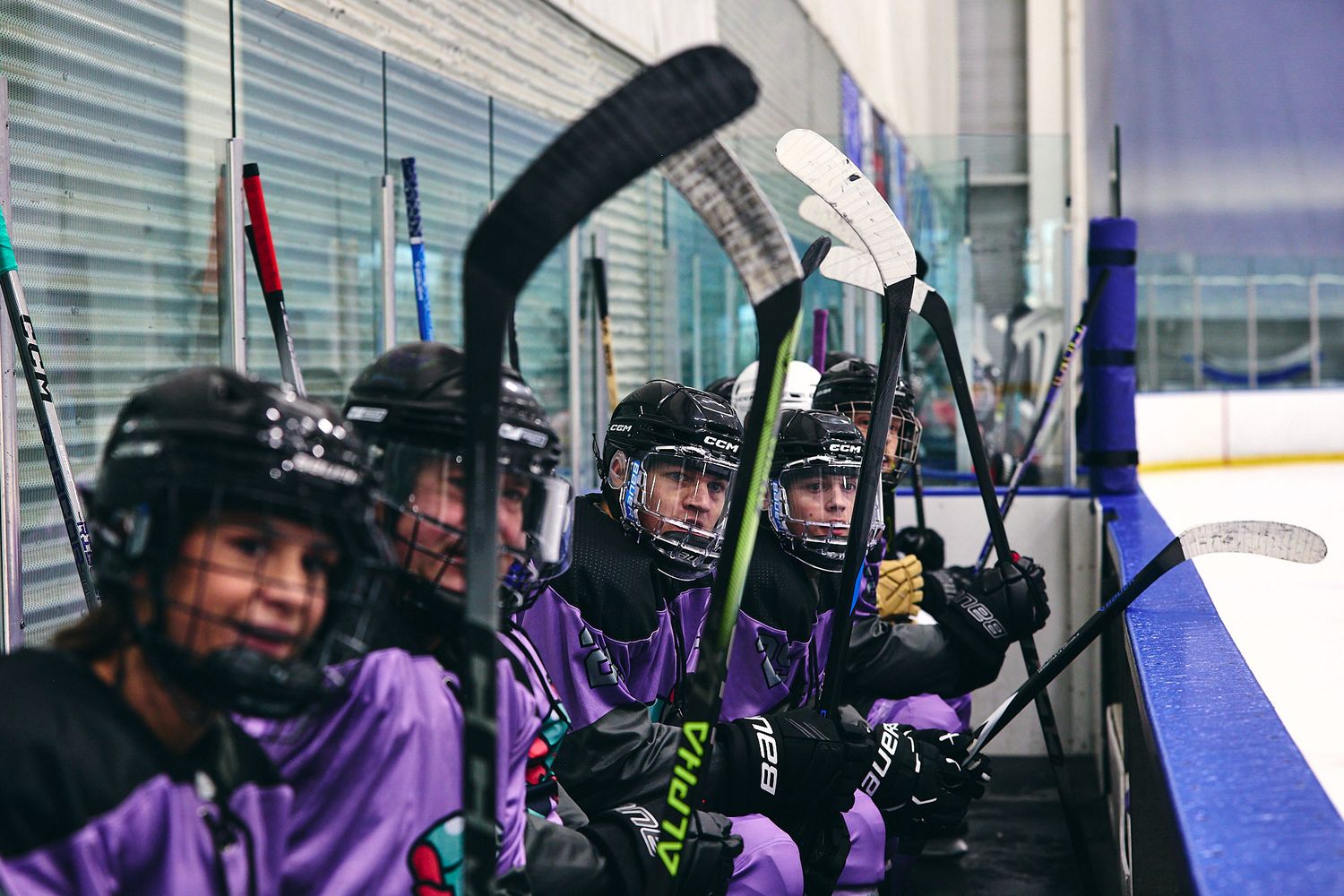 Hockey players on the bench