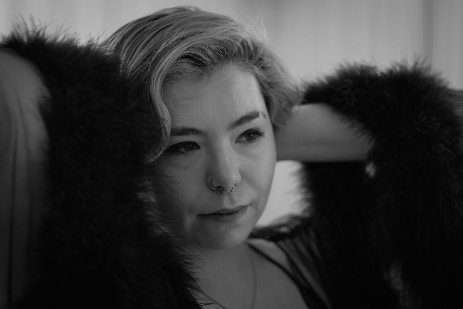 Person in fur robe