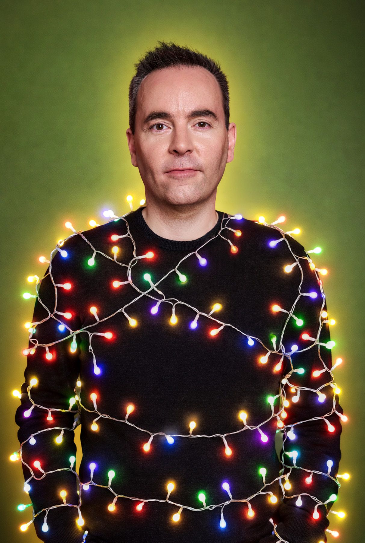 Creative photo of a coach wrapped in colourful lights during personal branding photoshoot in sydney studio by Studio TingTing.