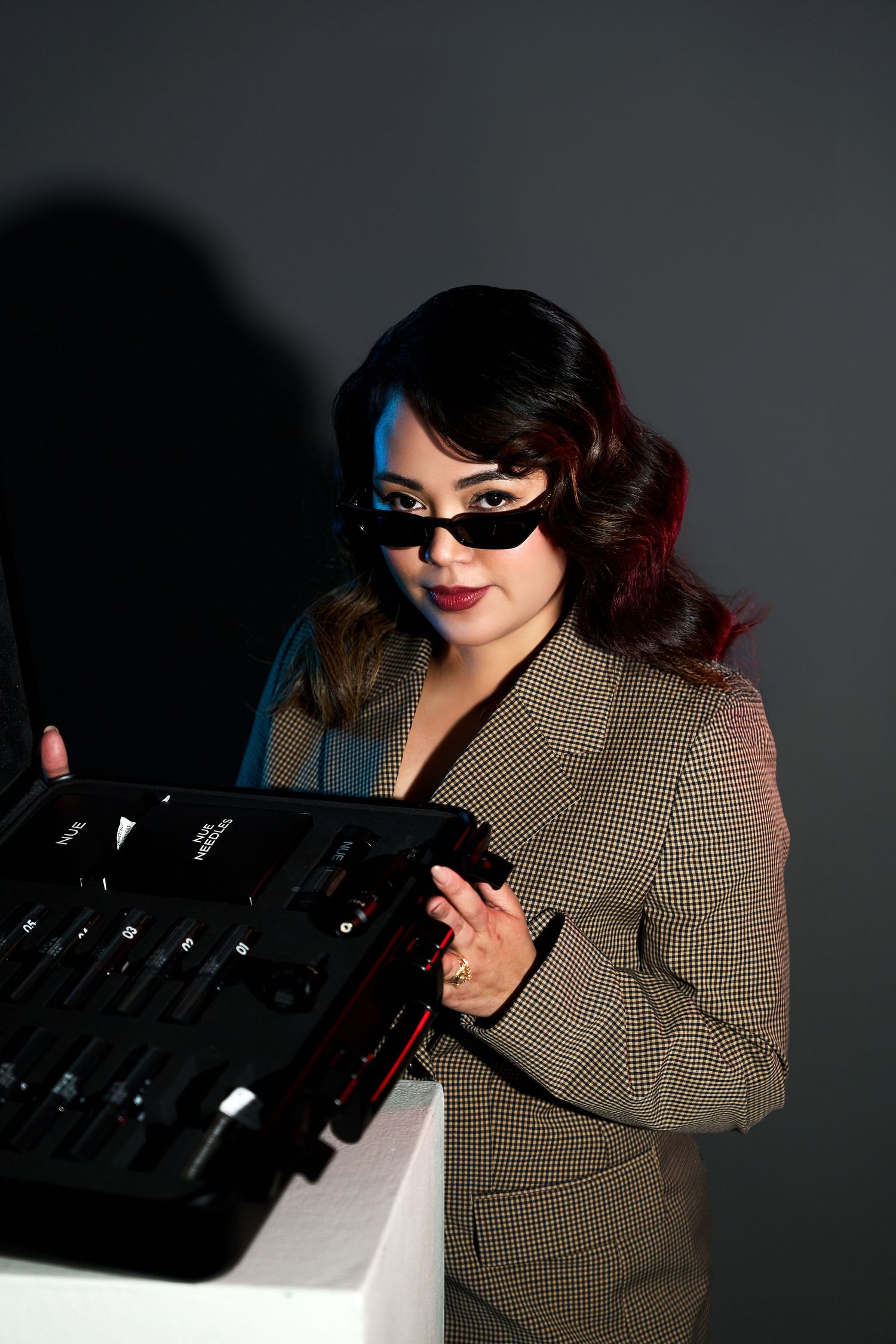 service base female founder posing for branding photo by Studio TingTing in sydney studio.
