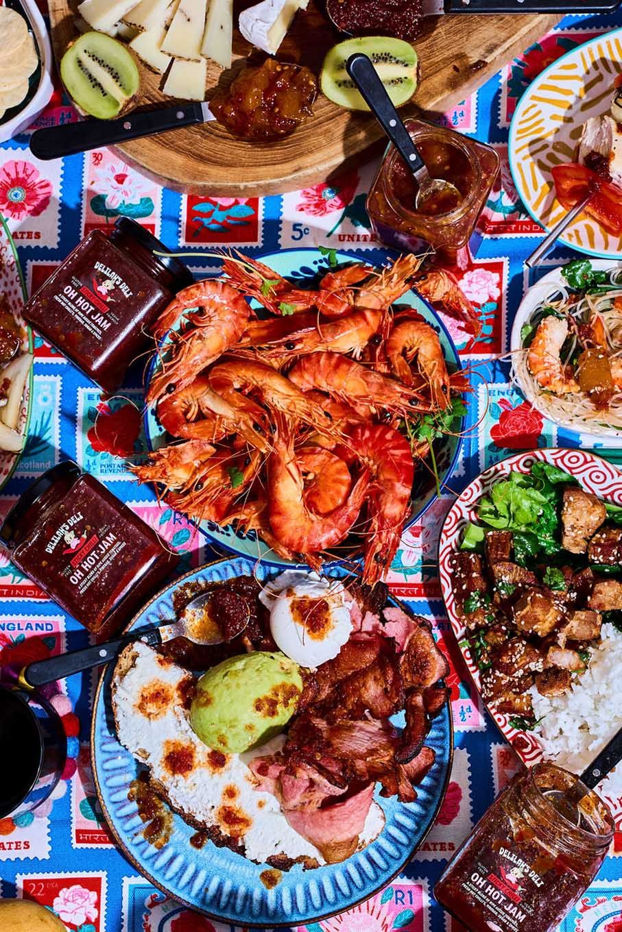 Professional food lifestyle photography, overhead seafood feast product shoot by Studio TingTing in Sydney.