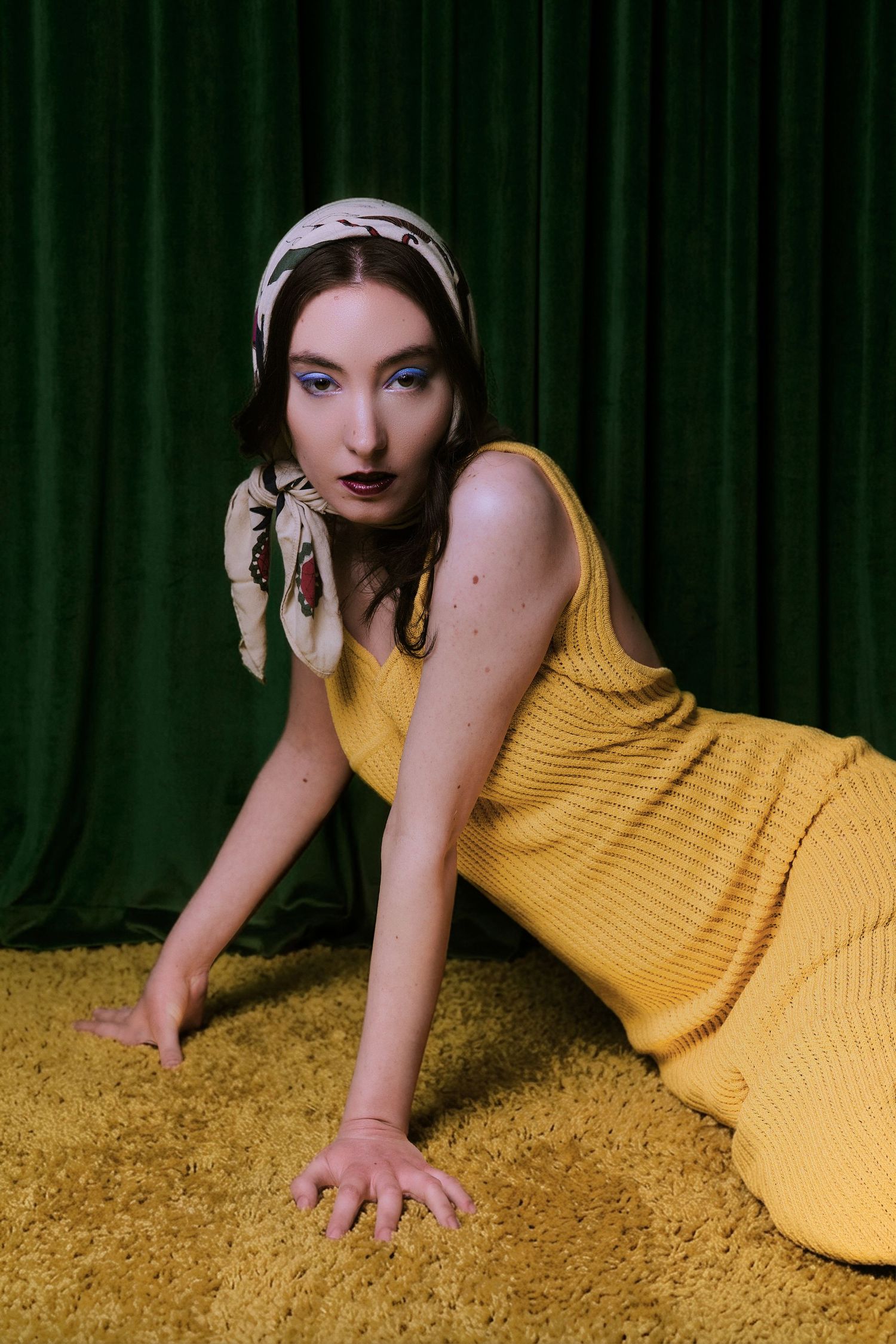 Fashion editorial of a model wearing yellow dress for a fashion campaign. Shot by Sydney commercial photographer Tammy TingTing.