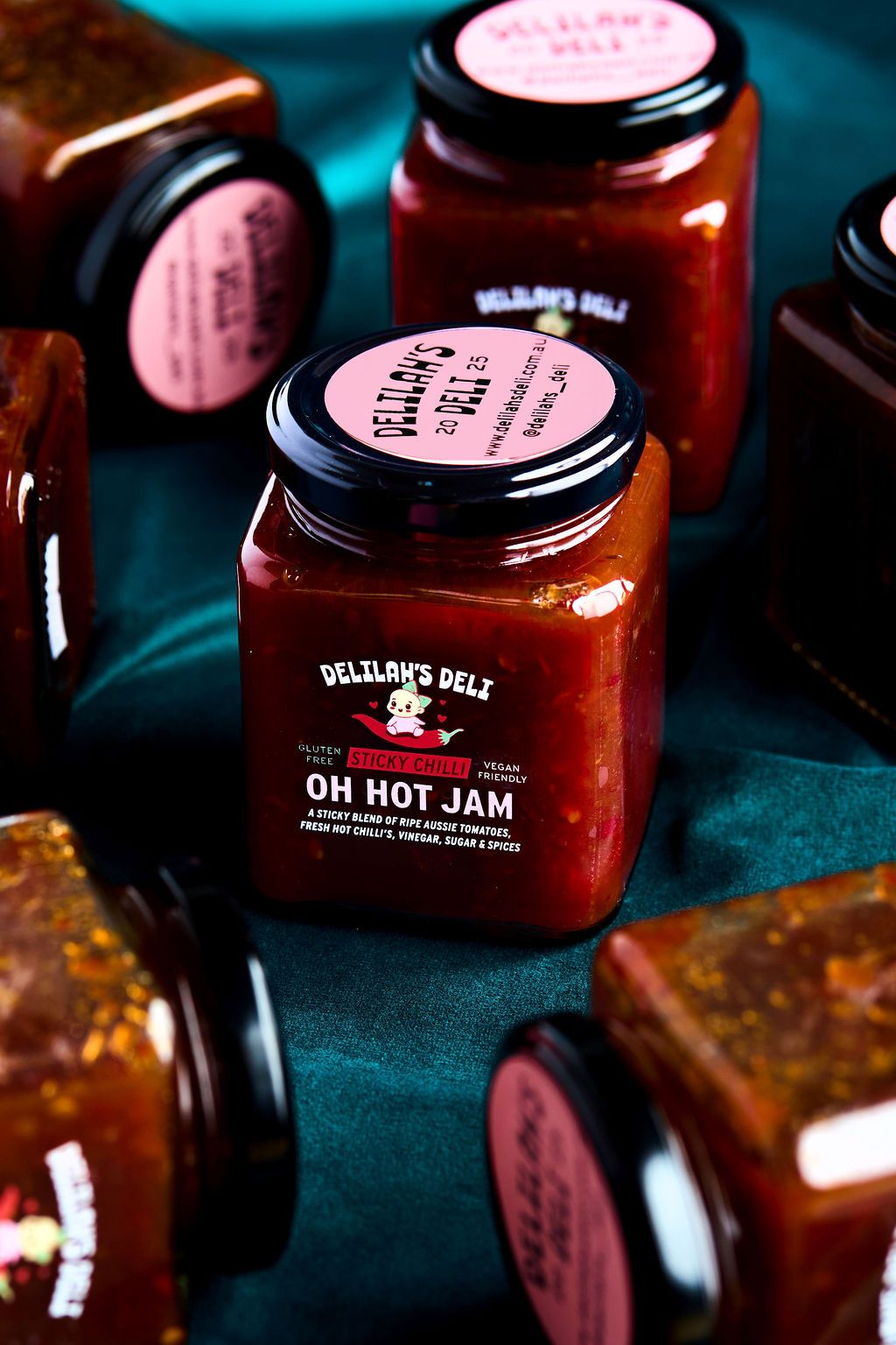 Delilah's Deli Oh Hot Jam product photography by Studio TingTing in Sydney.