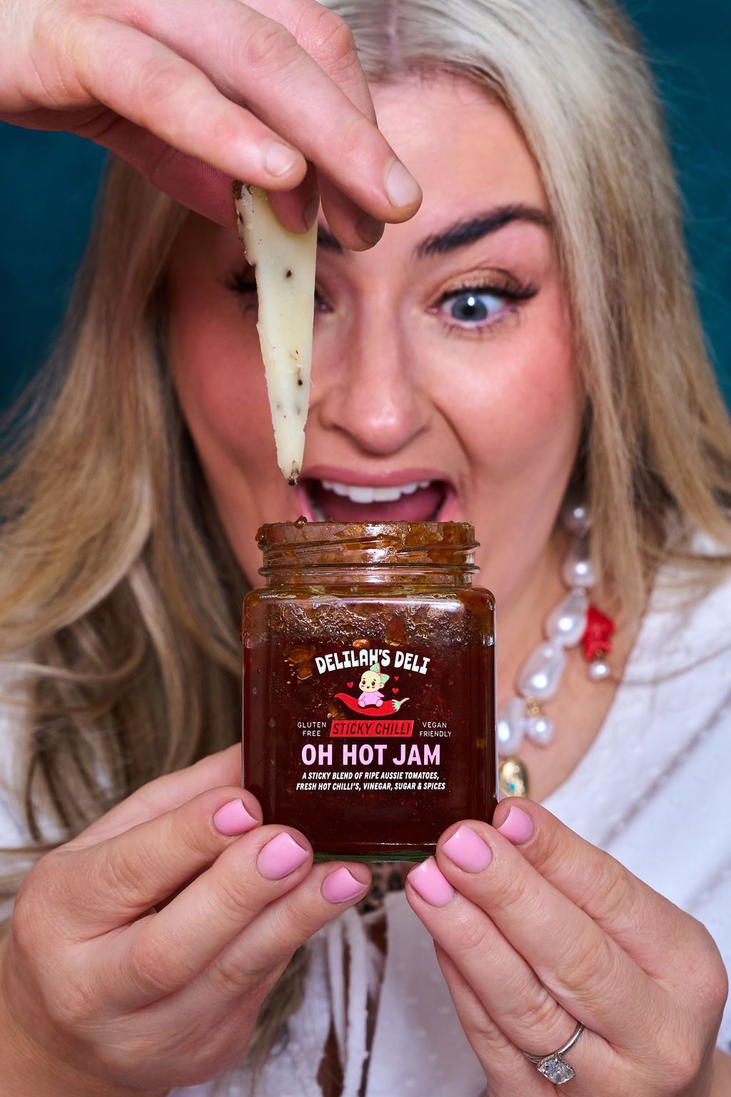 Delilah's Deli hot jam portrait lifestyle photography, content creation brand shoot in Sydney by Studio TingTing.