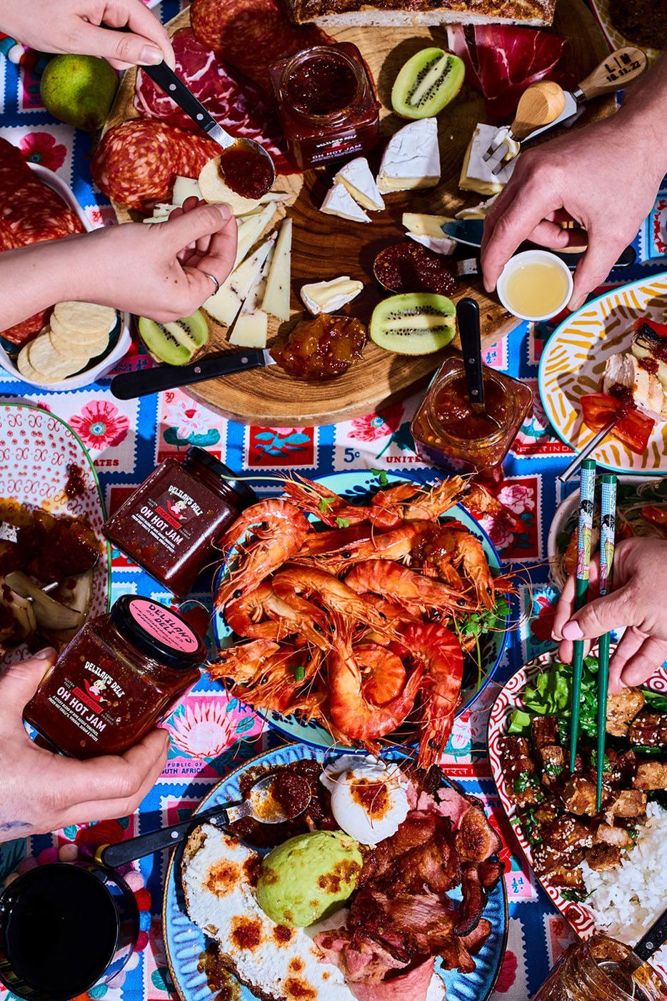 Sydney festive food photography campaign, overhead seafood lifestyle product shoot by Studio TingTing.