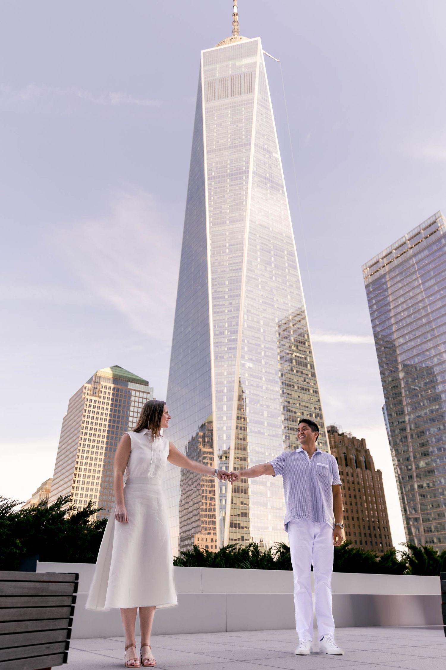 Engagement Session by Husband and Wife Wedding Photography Team Fireside Sparrow Photography. World Trade Center. NYC