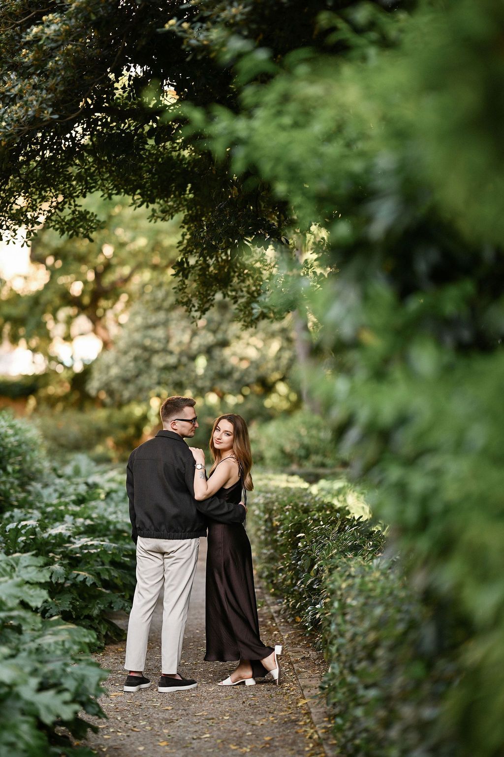 Tender embrace during a professional Valentine's Day photoshoot in Valencia for couples