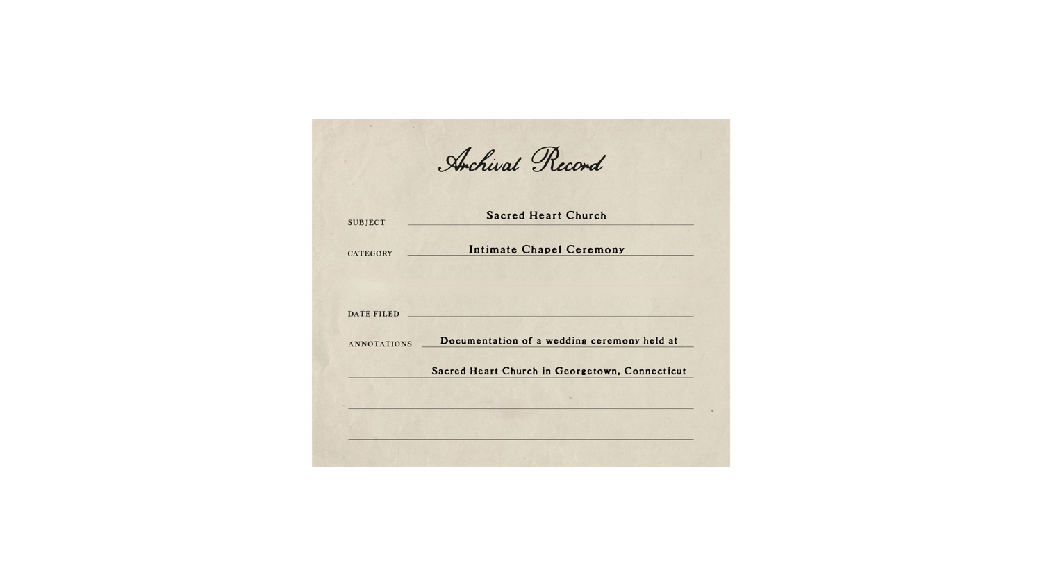 Antique church archive record document from Sacred Heart Church featuring handwritten entries on aged parchment paper.