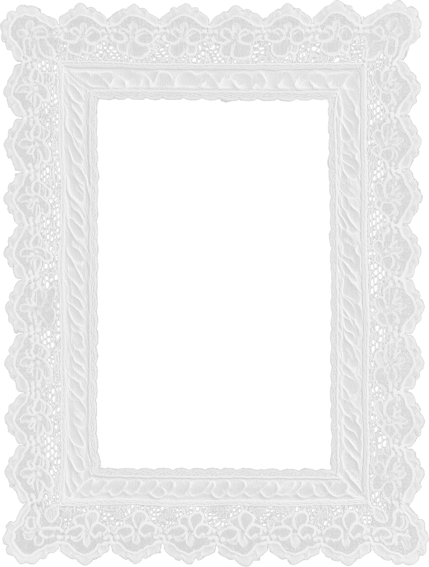 Elegant white lace picture frame with intricate floral and scalloped border design, perfect for weddings or vintage decor.