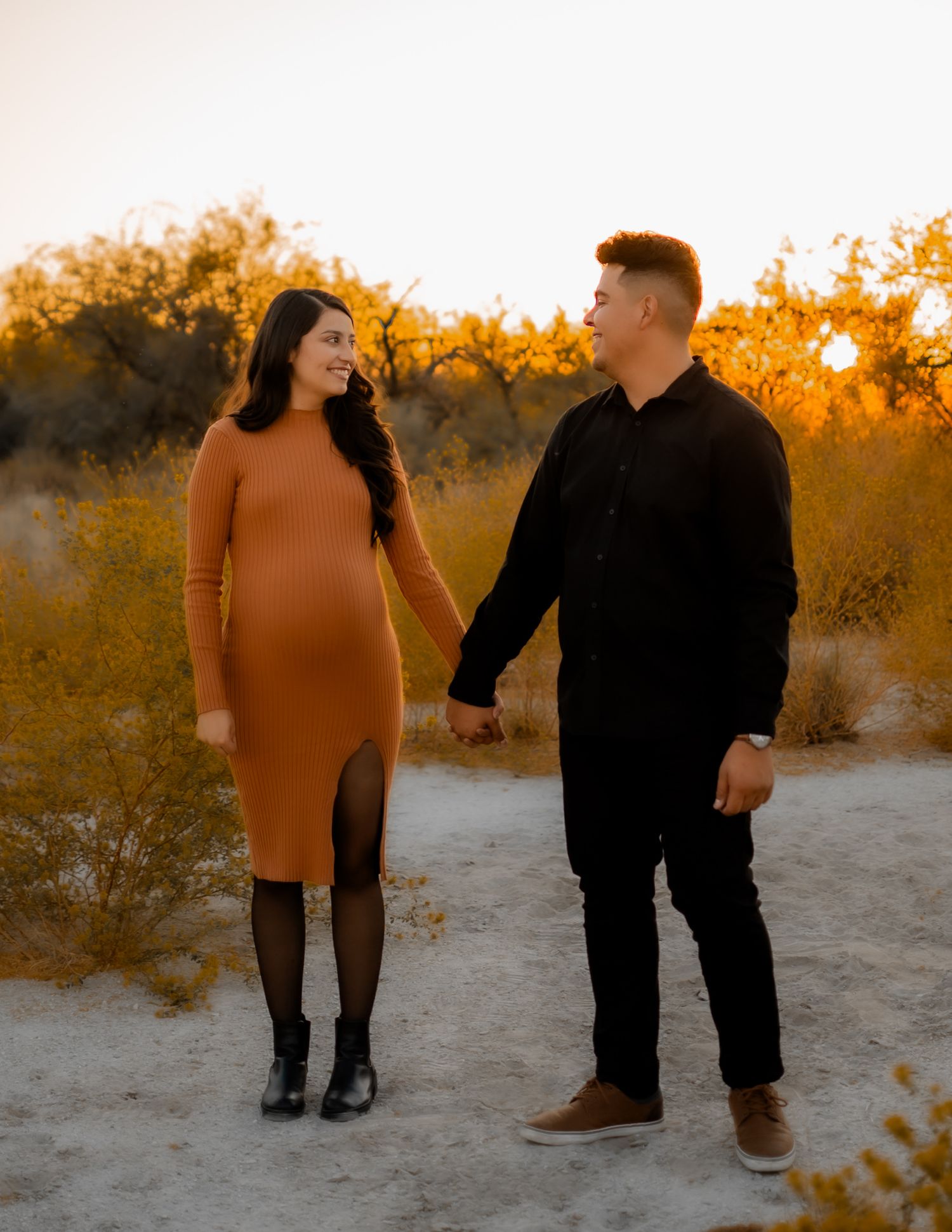 Outdoor maternity session at sunset — Arizona desert pregnancy photography