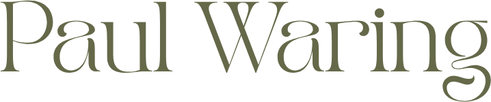 Paul Waring elegant olive green serif typography logo design for professional personal branding.