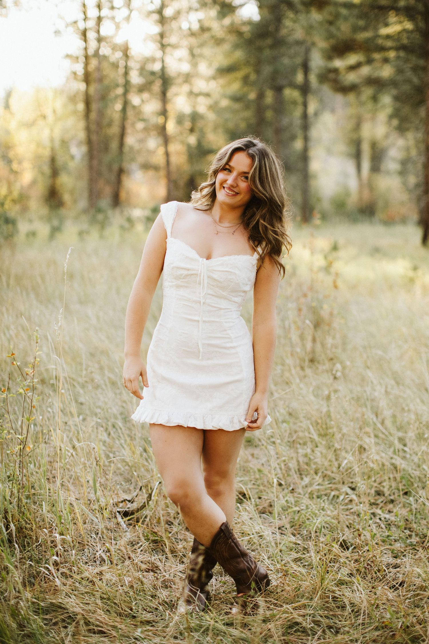 Posed portrait of young woman for senior photoshoot at Robie Creek