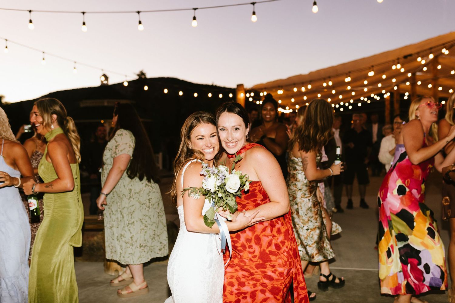 Candid image of wedding reception at Shay Meadows Ranch in Big Bear California