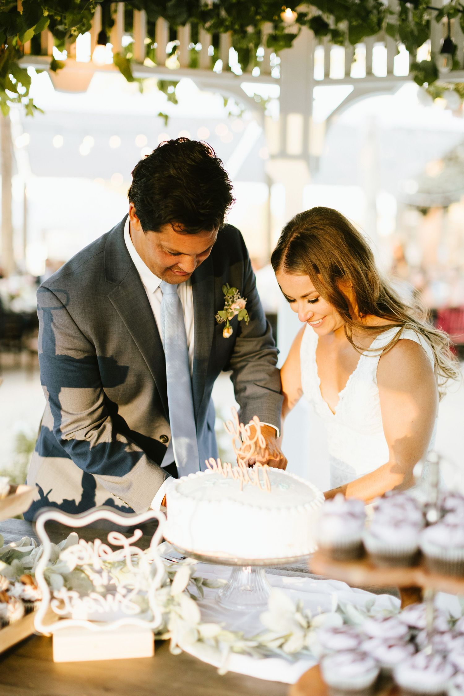 Bride and groom portrait from wedding big bear California
