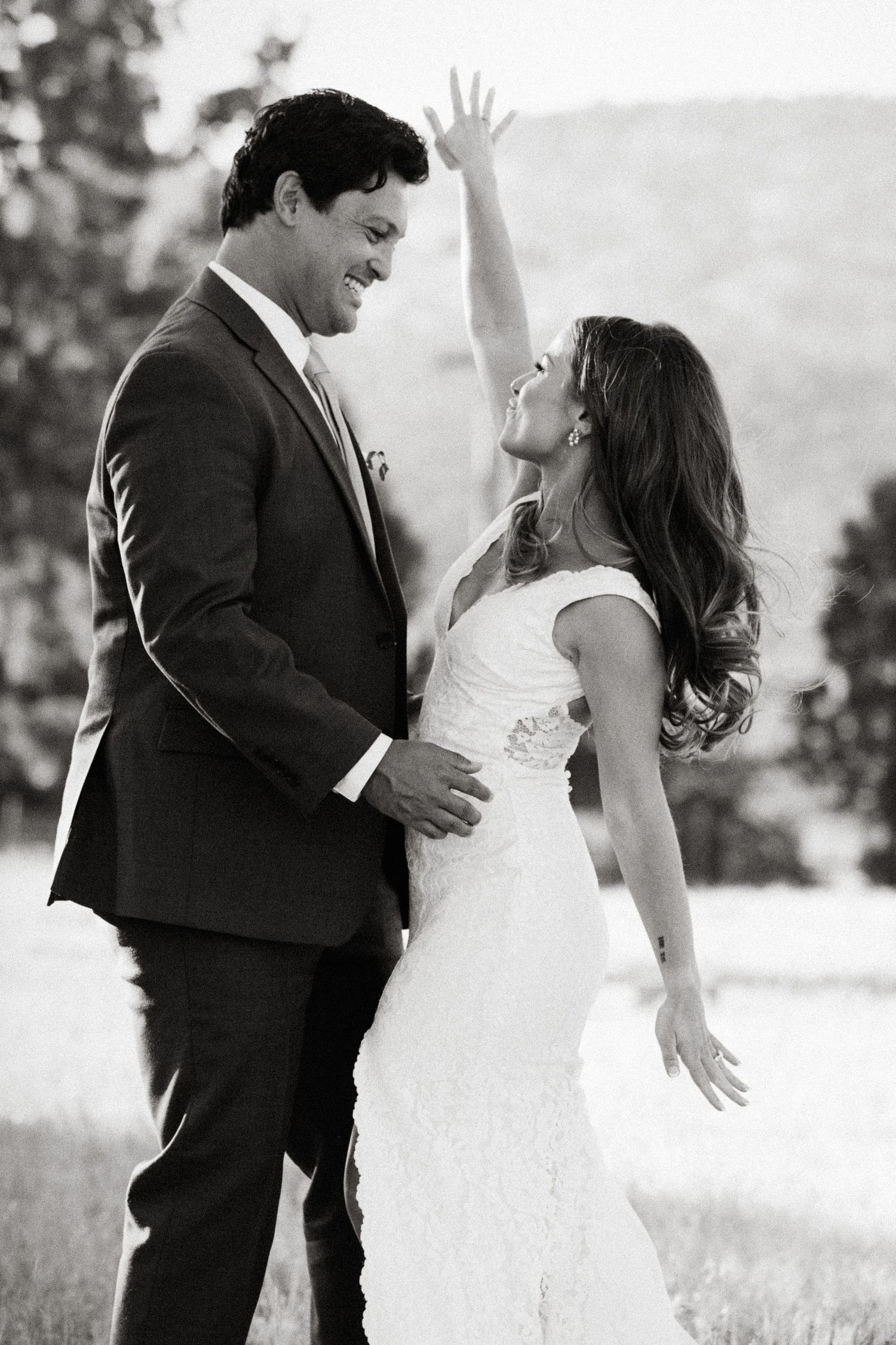 Candid portrait of a bride and groom together in Big Bear California