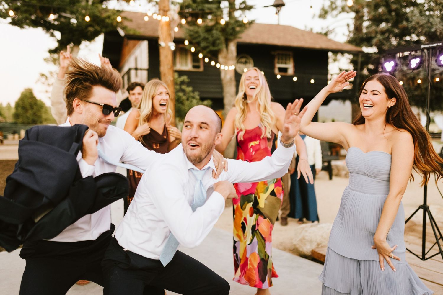 Candid image of wedding reception at Shay Meadows Ranch in Big Bear California