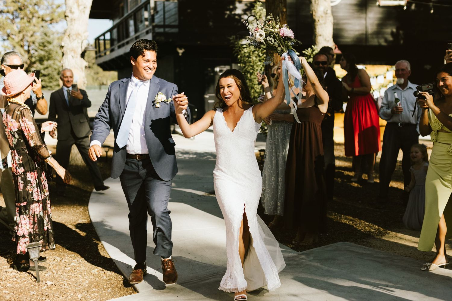 Candid photograph from wedding reception at Shay Meadow Ranch in Big Bear California