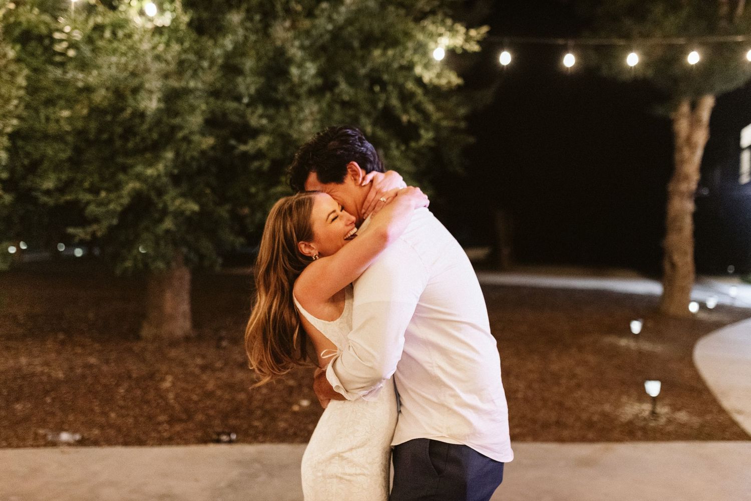 Bride and Groom candid image at their reception at Shay Meadow Ranch in Big Bear California