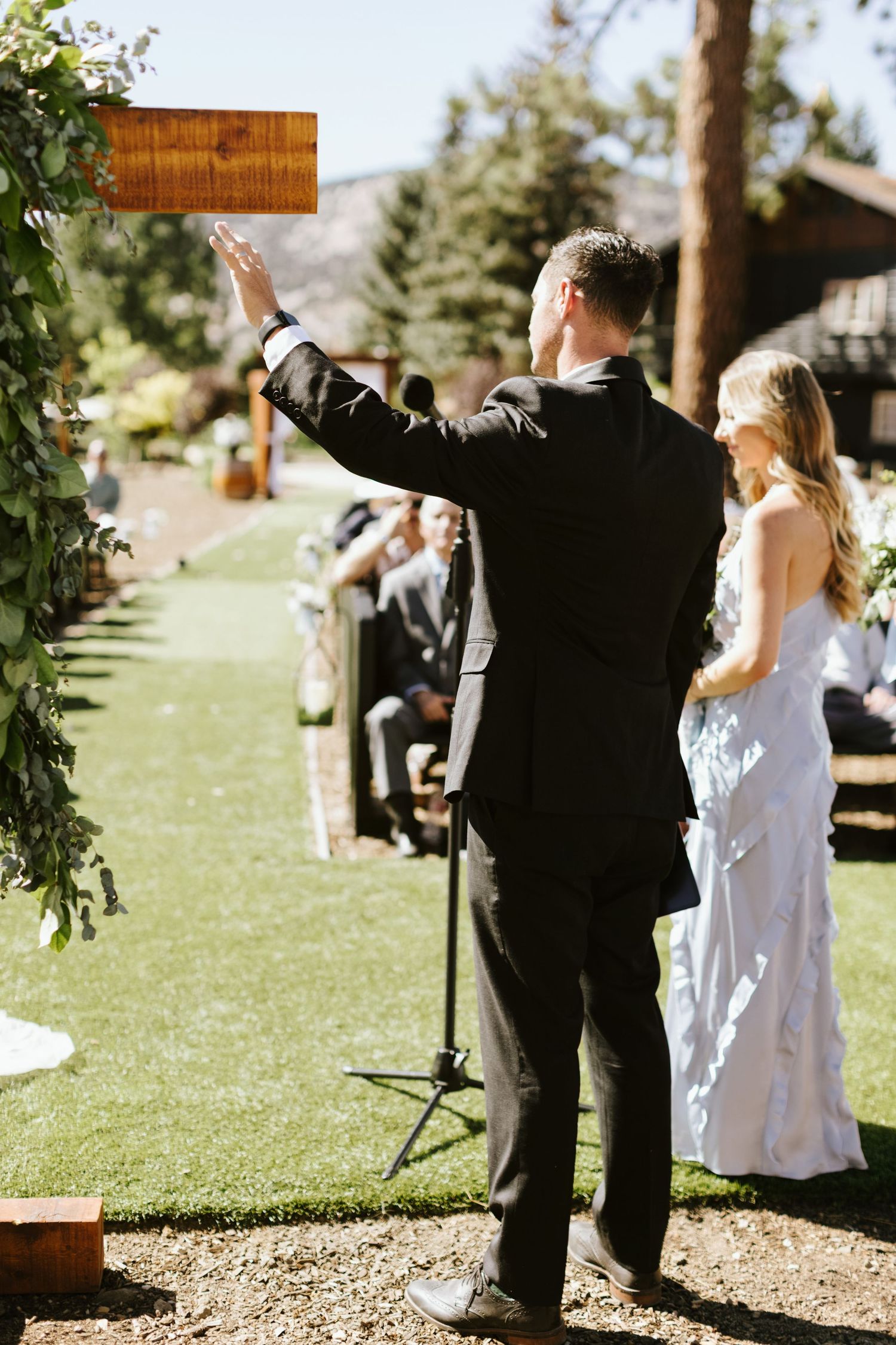 Photograph from wedding ceremony at Shay Meadow Ranch in Big Bear California