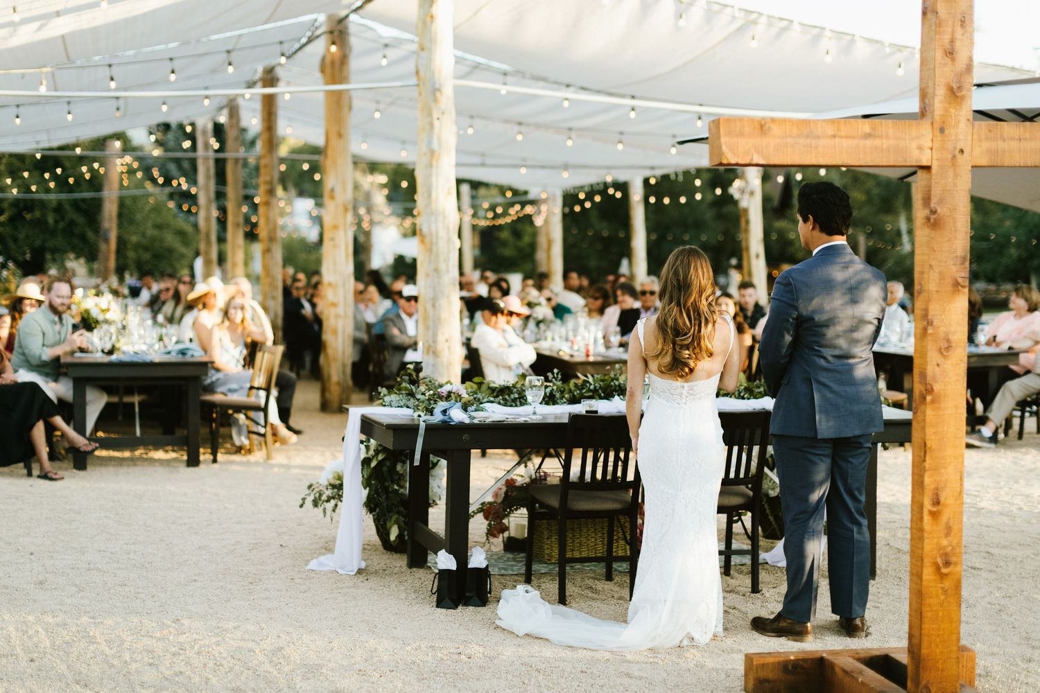 Candid photograph from wedding reception at Shay Meadow Ranch in Big Bear California