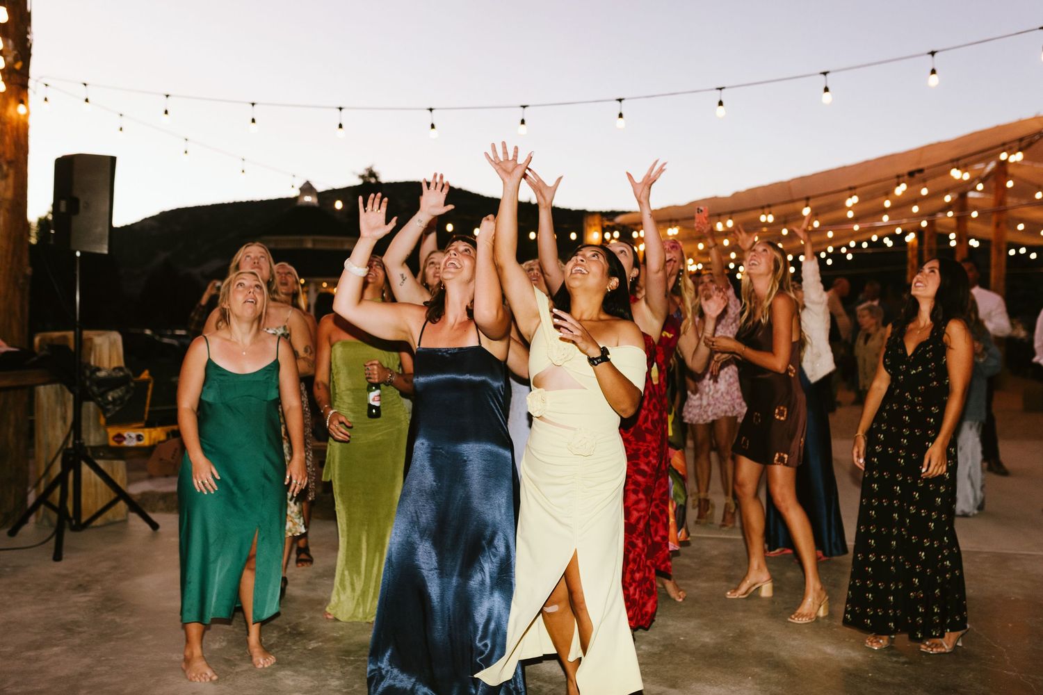 Candid image of wedding reception at Shay Meadows Ranch in Big Bear California