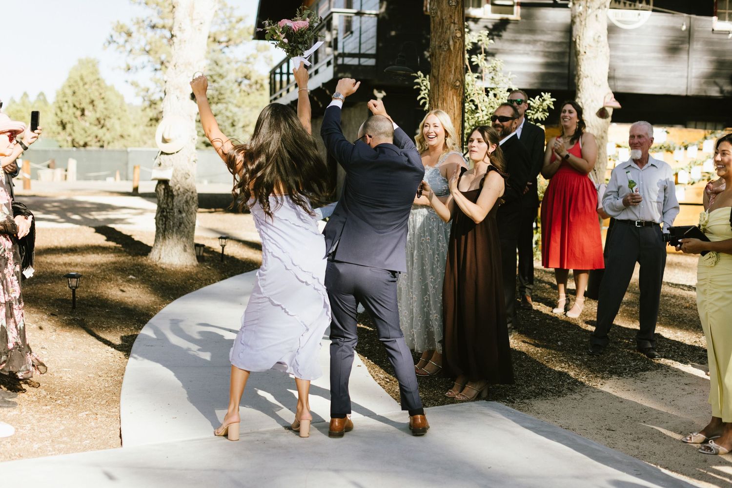 Candid photograph from wedding reception at Shay Meadow Ranch in Big Bear California