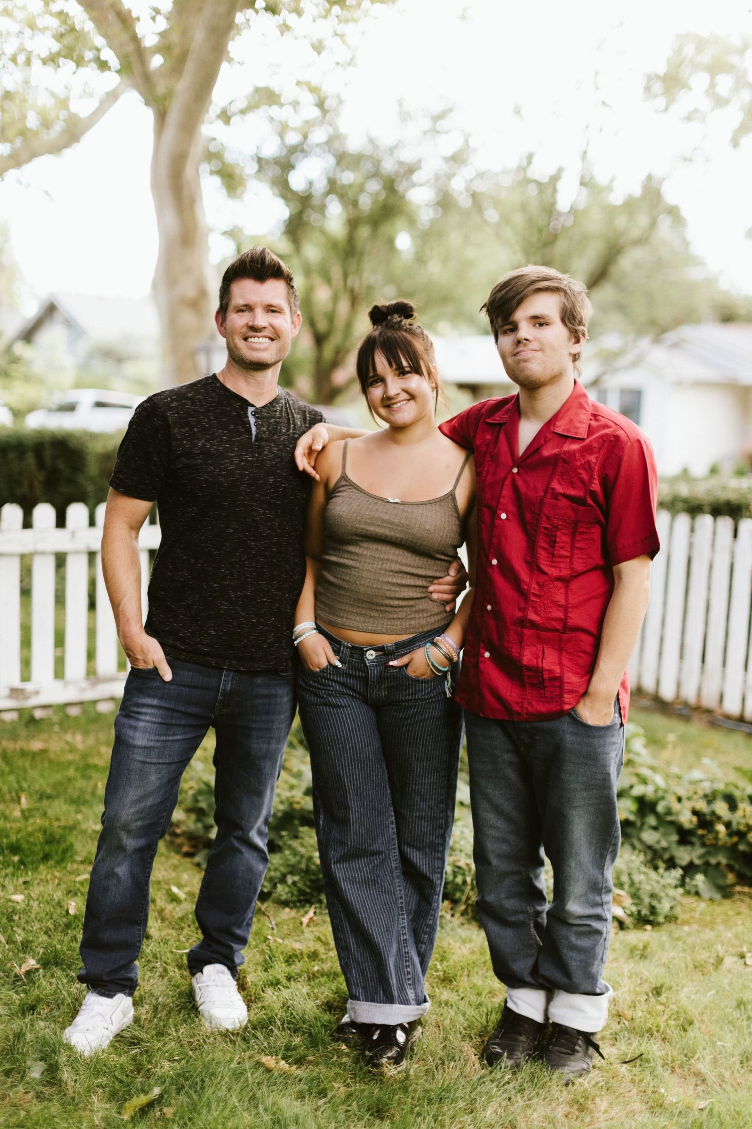 Father and his children together in the Boise North End