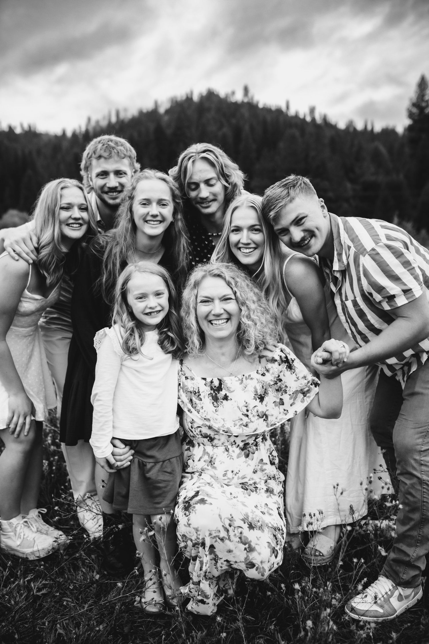Portrait of a mom with her children in Cascade Idaho