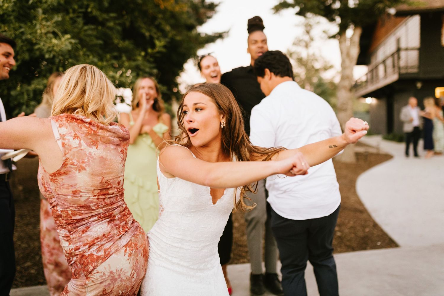 Candid image of wedding reception at Shay Meadows Ranch in Big Bear California